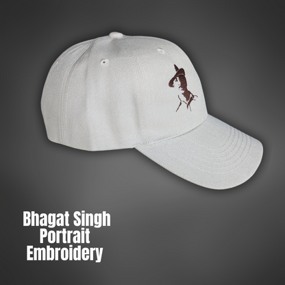 Bhagat Singh & Inquilab Zindabad // Beige Color Polyester Cap