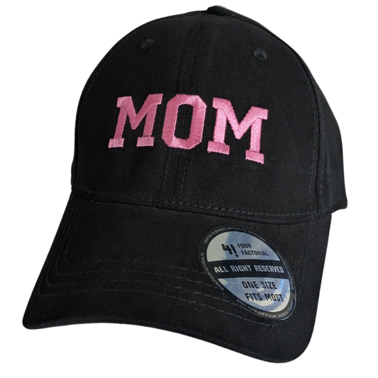 'MOM' Embroidered Baseball Cap(Black)